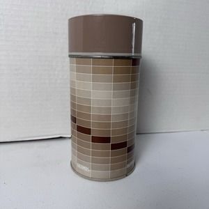 Vintage Thermos King-Seeley Metal w/ Retro Brown Rectangles Twist On Top Pint SZ